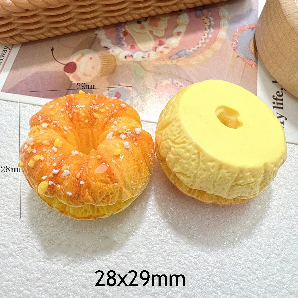 5PCS Shiny 28x29mm Salt Bread Miniature Flat Back Resin Cabochons For Hairpin Scrapbooking DIY Home Decor Craft Accessories