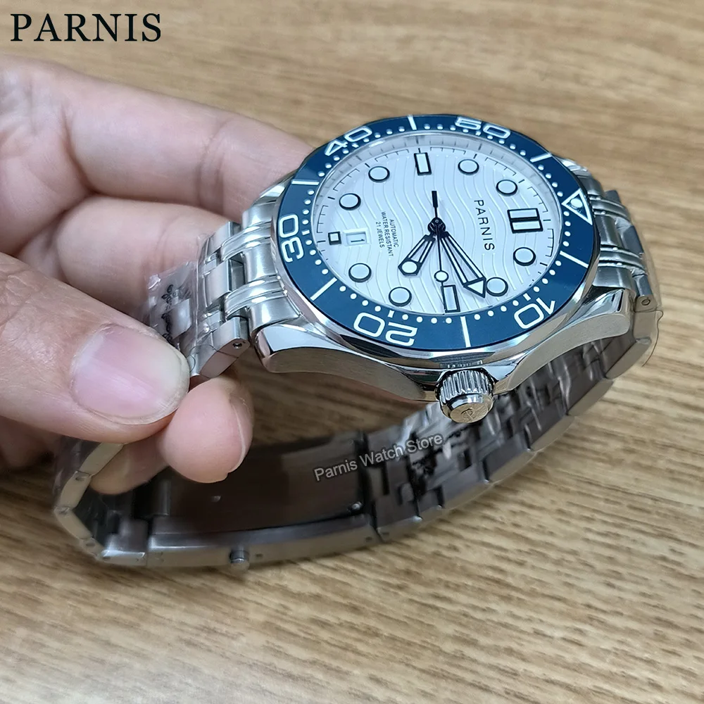 

New Arrival Parnis 42mm Black Dial Automatic Mechanical Men's Watch Miyota 8215 Solid 316L Stainless Steel Case Watches 2024 Gif