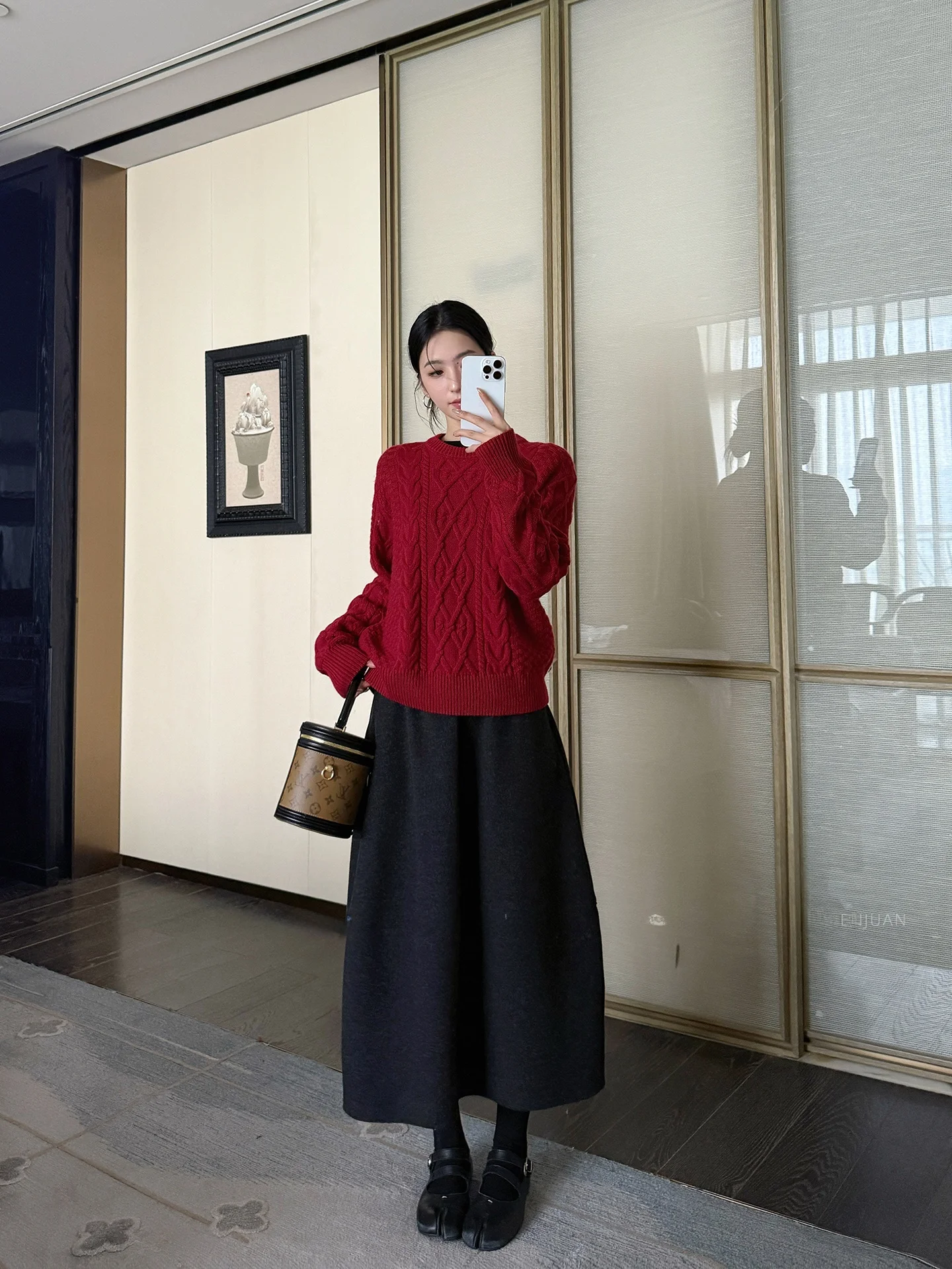 

Длинная шерстяная плиссированная юбка с высокой талией для женщин, повседневная, свободного кроя, скрывающая недостатки фигуры, с эластичным поясом