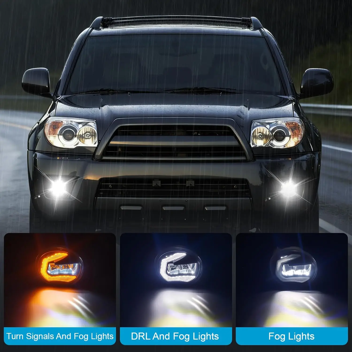 LED Fog Lights for Toyota 4Runner 2006 2007 2008 2009 LED DRL Light Turn Signals Light Front Bumper Driving Fog Lamp Assembly