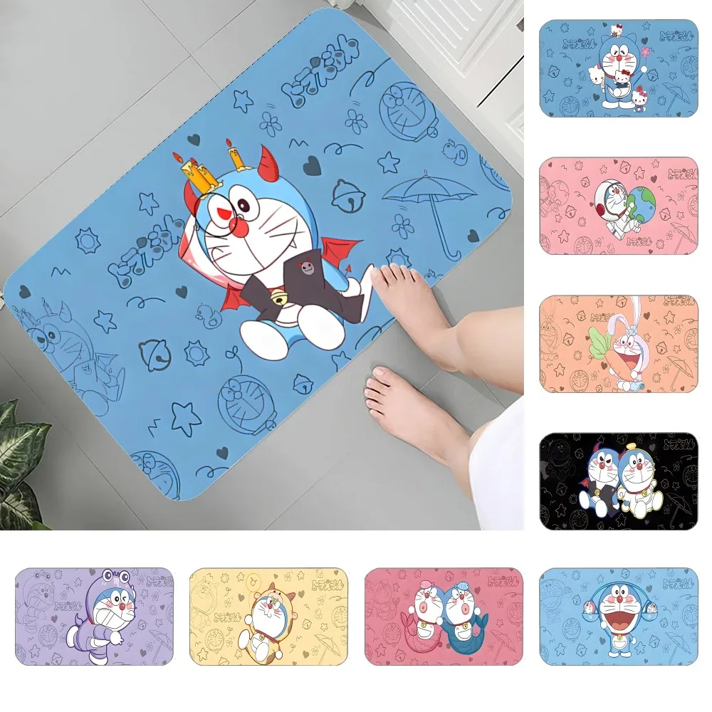 Cartoon D-Doraemon Floor Mat Graphic Printed Flannel Doormats for Bathroom Kitchen Entrance Carpet Home Decor