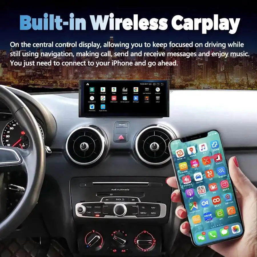 أندرويد 12.3 بوصة لاسلكي AppleCarPlay أندرويد السيارات IMultimedia فيديو لأودي A1 2012-2018 الملاحة واي فاي نظام تحديد المواقع شاشة تعمل باللمس