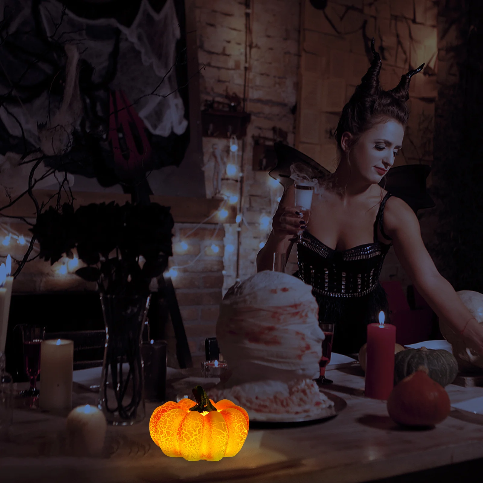 

LED Jack-o-lantern Pumpkin Light Indoor Party Decoration up Pumpkins Halloween Outdoor Lights Resin Lighted