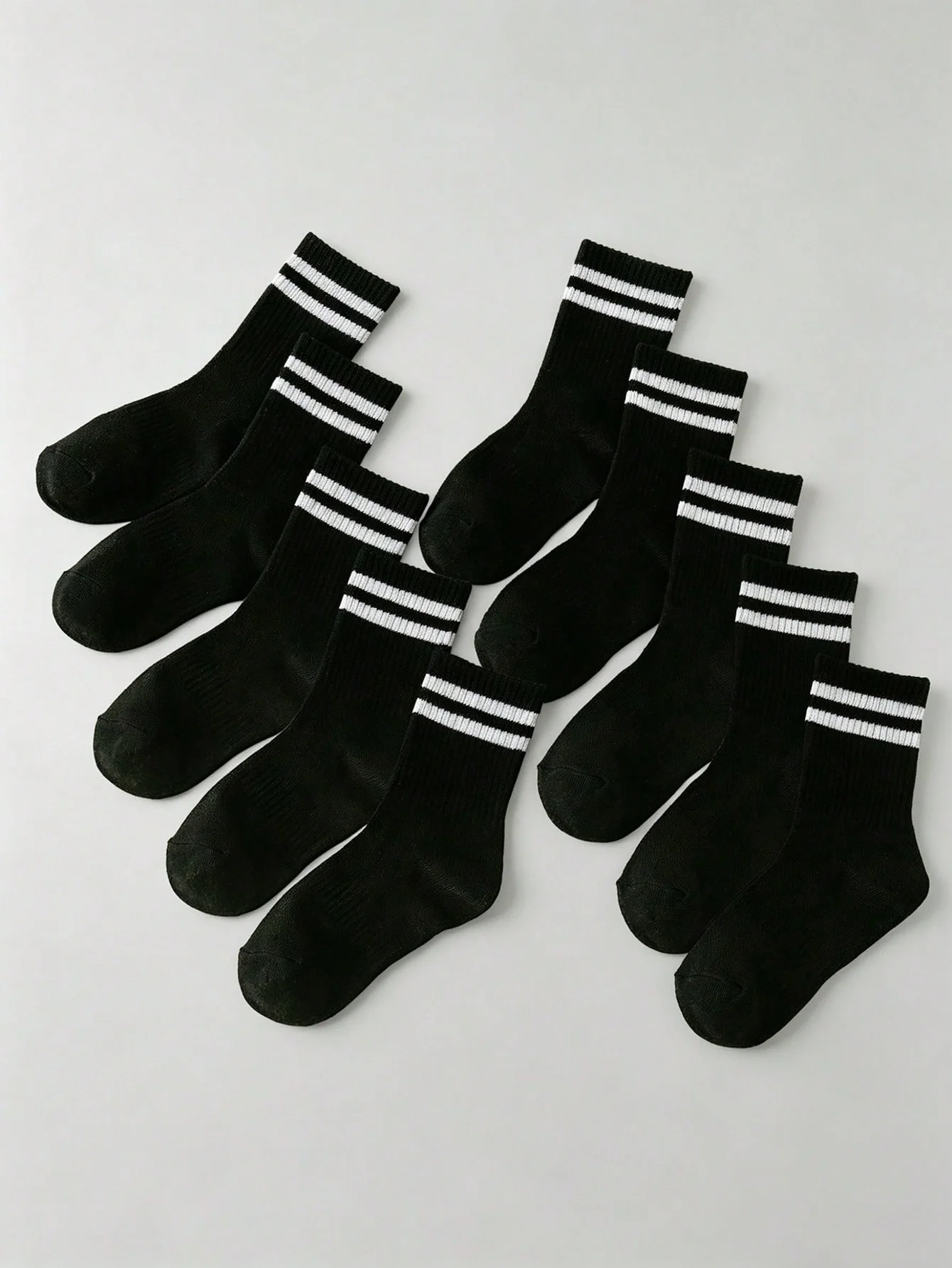10 Pairs Children's Crew Socks Double Stripe Mesh Breathable Sweat Wicking Non Slip Grip Boys Girls Athletic School Sports Socks
