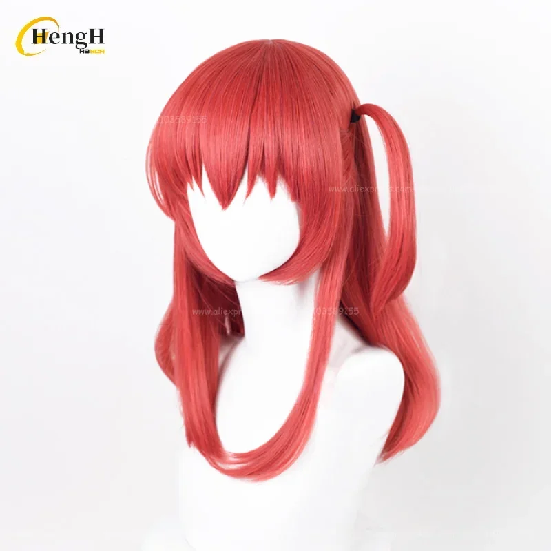 In Stock Ikuyo Kita Synthetic Hair Anime 50cm Long Rose Red Side Tied Braid Cosplay Anime Wig Heat Resistant Hair Halloween Wigs