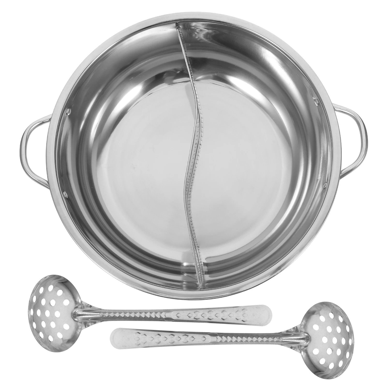 

Stainless Steel Divided Hot Pot Split Pot for Two-Flavors Cooking Kitchen Multi-Purpose Soup Pan Hotpot Cooker