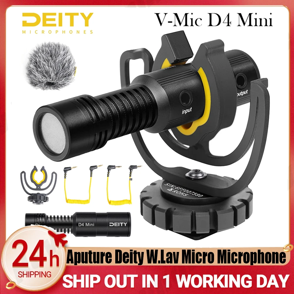 Deity V-Mic D4 Mini Microphone Compact Head Mic TRS 3.5MM with Shock Mount for Vlog Video DSLR Smartphone Interview Recording