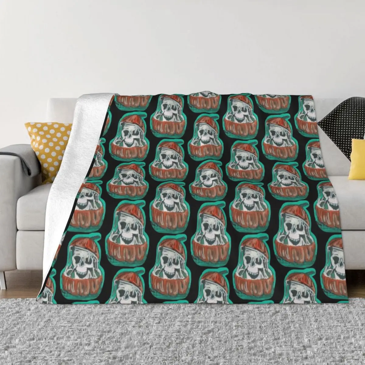 

Pumpkin Bones Throw Blanket Plush For Sofa Thin Furry Blankets