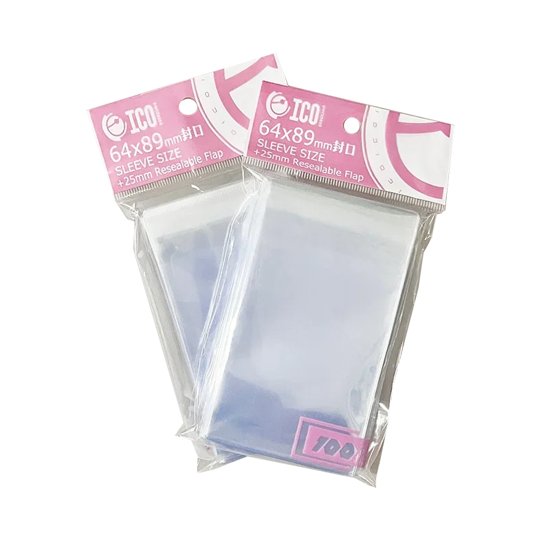 ICO New CPP Material Standard TCG MTG/PKM Sized 64x89mm Sealable Card Film Transparent Perfect Fit Clear Sleeves 100 Pieces