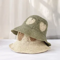 NEW 2024 Womens Straw Hats crochet hat bucket hat UV Protection Sun Visor beach hat Women Visors Ladies hat love Summer hat Cap