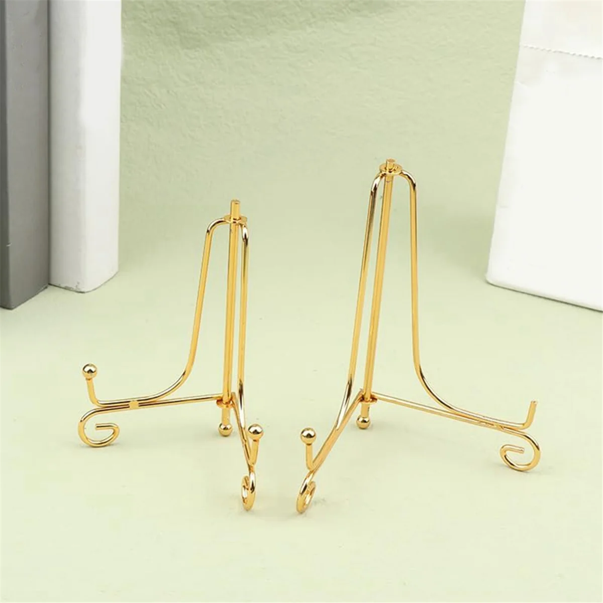 GOLD ขาตั้งจอแสดงผล CRAFT Bracket ผู้ถือหนังสือ Photo PEDESTAL ชามจานกรอบภาพแผ่น Rack ขาตั้งเก็บ Decor-12cm