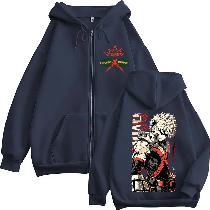 Anime My Hero Academia Katsuki Bakugo Reißverschluss-Hoodies Herrenbekleidung Mode Langarm-Kapuzenpullover mit Reißverschluss Mäntel Jacken – Detail 3