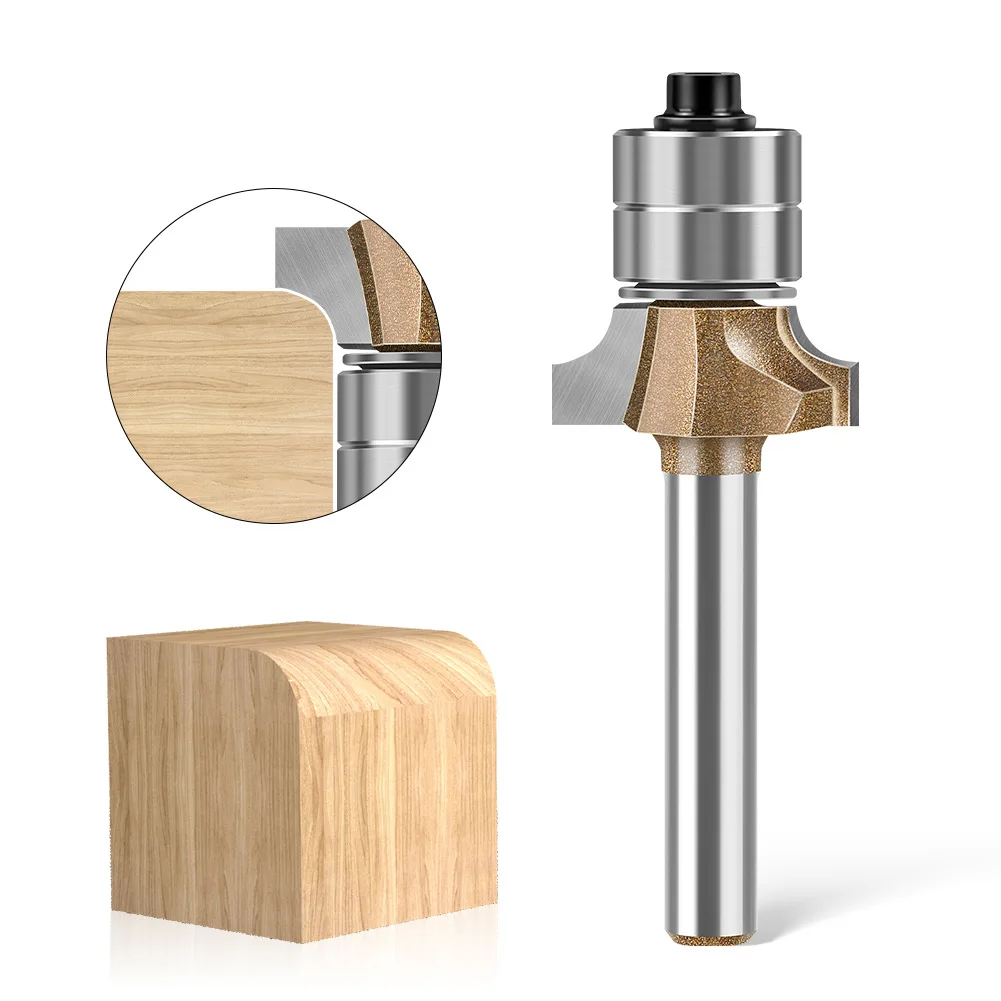 

6mm 1/4in Shank Round Corner Cutter R Chamfer Upgraded Double-Bearing Round Corner Cutter Engraving Machine Milling Cutter Head