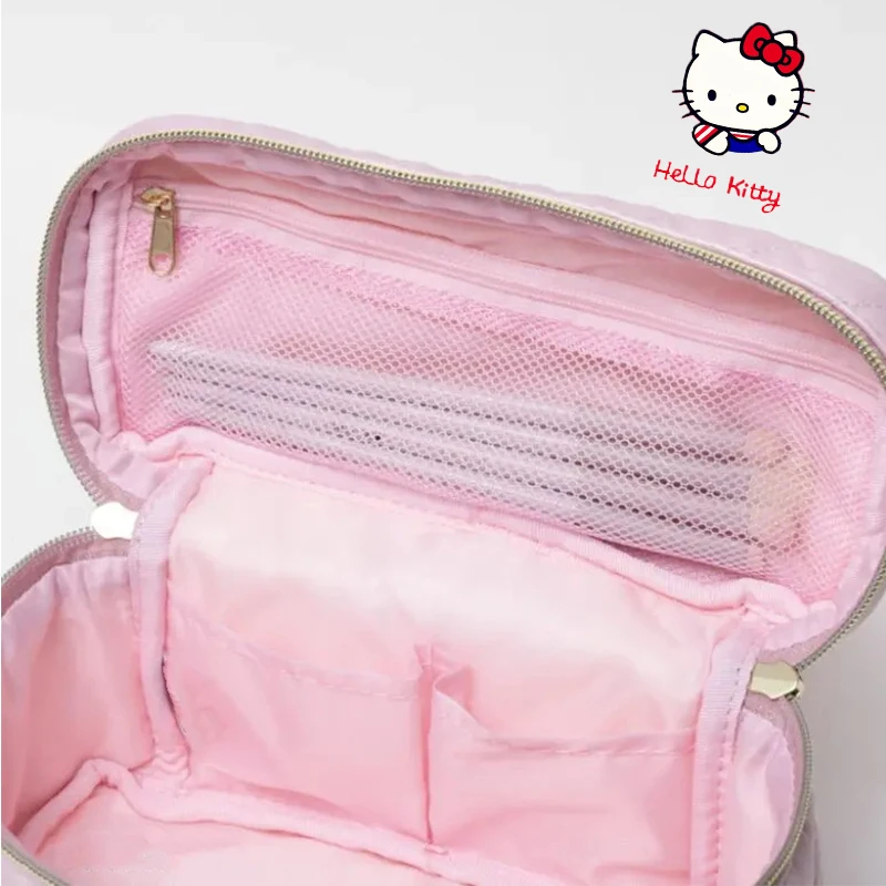 New Sanrio Hello Kitty Travel Makeup Bag Cartoon PU Soft Lightweight Multi Functional Makeup Bag Durable Zipper Travel Wash Bag