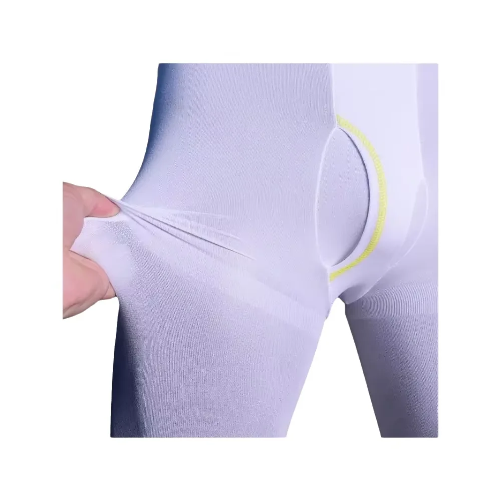 2023 New Design 45-80KG Japanese Men Long Johns Tight Warm Sexy Velvet Pantyhose Vertical Slit White Black Leggings Comfortable