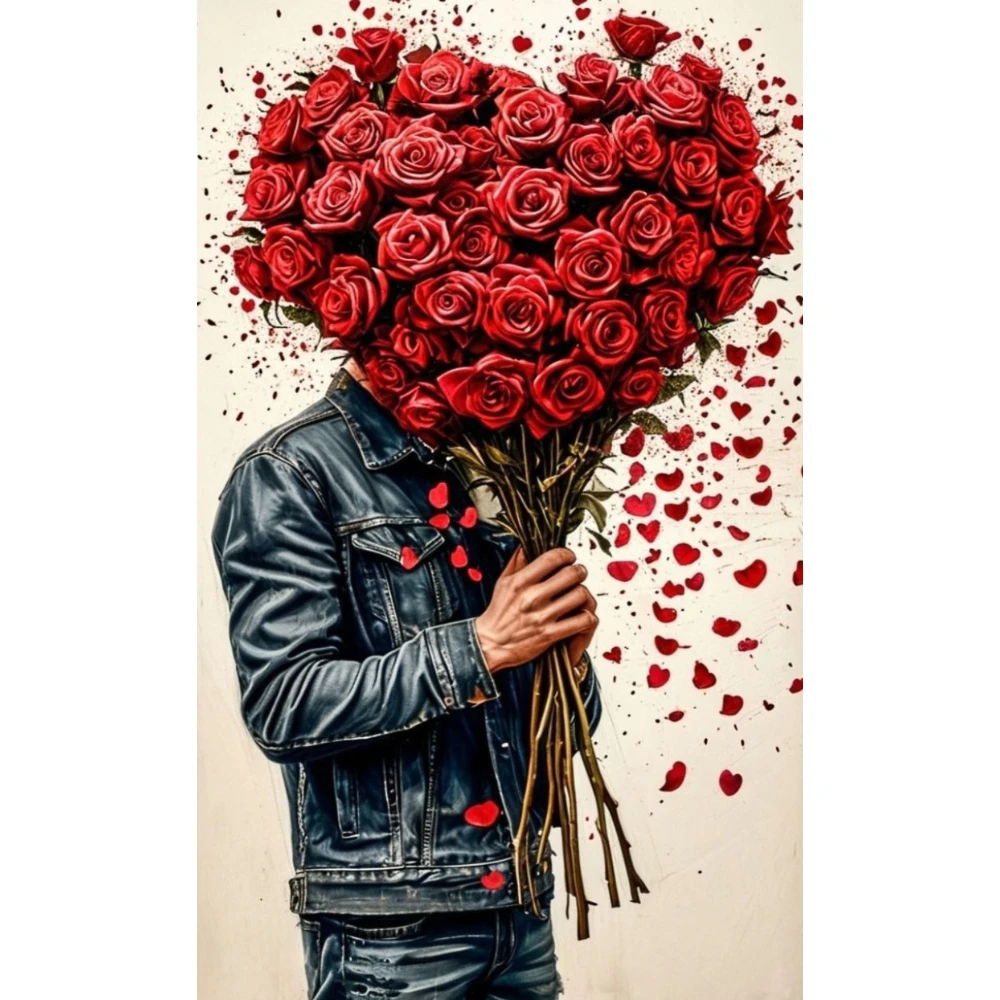 

500/1000/1200/2000 PCS Jigsaw Puzzles Romantic Man Rose Scenery Family Activity Games for Gameroom Bedroom Home Decor Gift