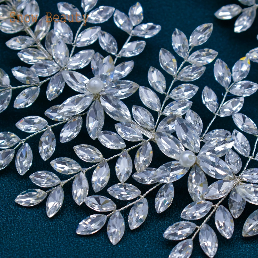 مجوهرات زفاف يدوية الصنع ، إكسسوارات شعر ، ملابس شعر كريستال للزفاف ، رأس حفلة موسيقية فاخرة ، موضة ، DZ128 #6