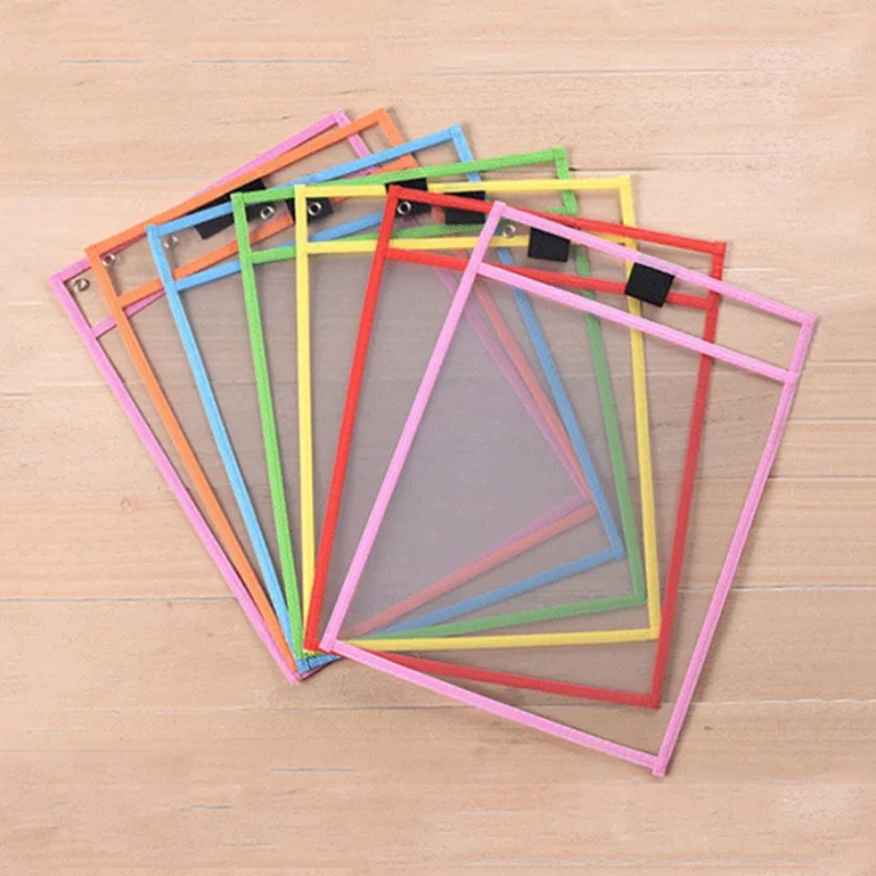 Lot de 6 sacs de rangement pour documents, réutilisables, imperméables, transparents, couleurs aléatoires, pour dossiers, tableaux de dessin pour enfants, pour l'école et le bureau