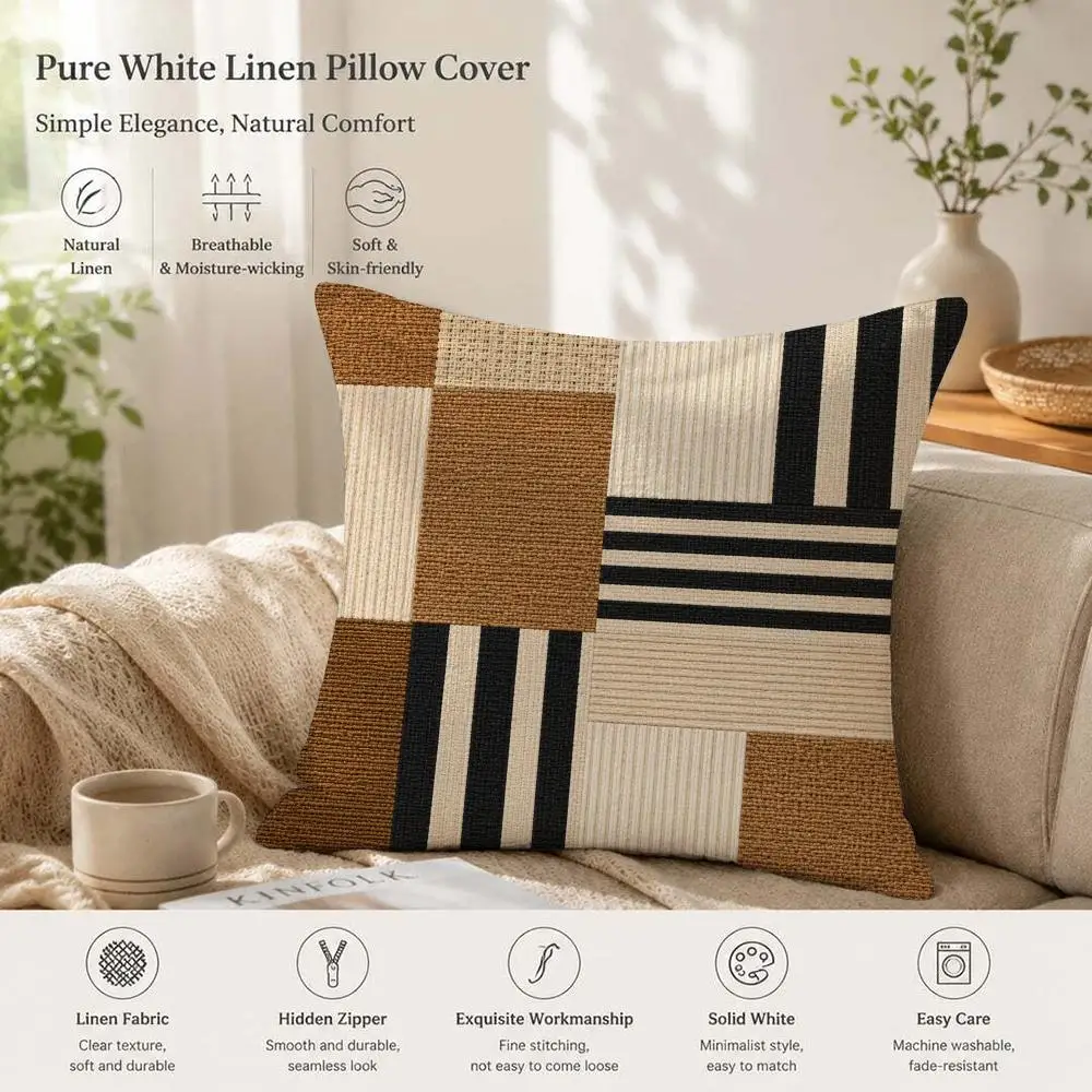 Bohemian Geometric Combination Cushion Cover 1/4PCS Linen Double-Sided Sofa Couch Bedroom Living Room Home Decor Pillow Case