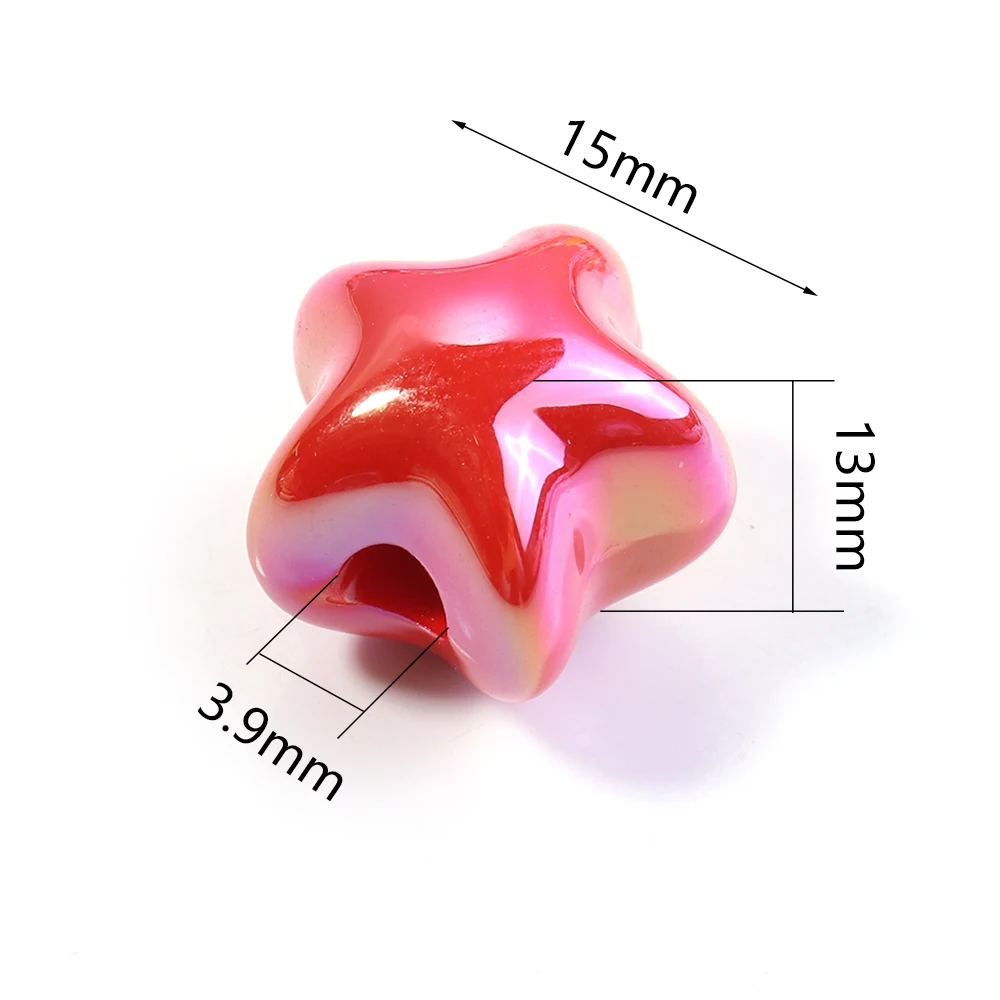 10Pcs 15mm Mixed Colors Star Beads Acrylic Loose Spacer Beads for Jewelry Making Bracelet Handmade DIY Accessories