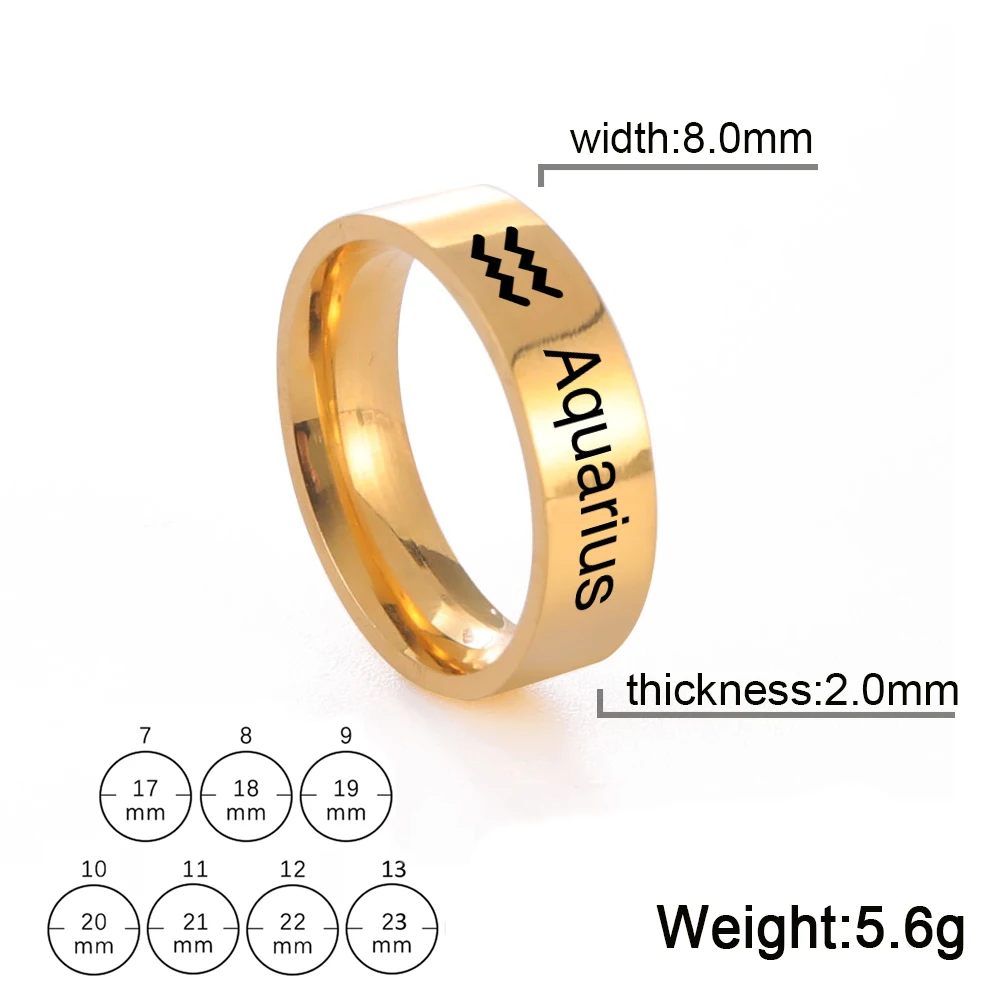 Zodiac Women Men Rotating Ring Leo Libra Aries Gemini Virgo Pisces Scorpio Sagittarius Stainless Steel Rings 2022 Birthday Gift