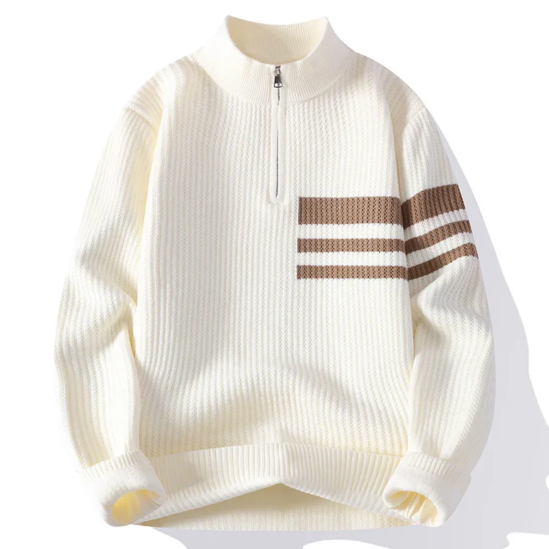 

Faionable Casual f Zipper Stand Collar Knitwear Autumn Winter Men's Clothing Versatile Long Sve Thermal Ci Sle