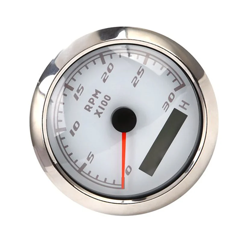 

0-3000 RPM Marine 85Mm Tachometer Speedometer LCD Hour Meter 12V/24V Red Backlight Odometer