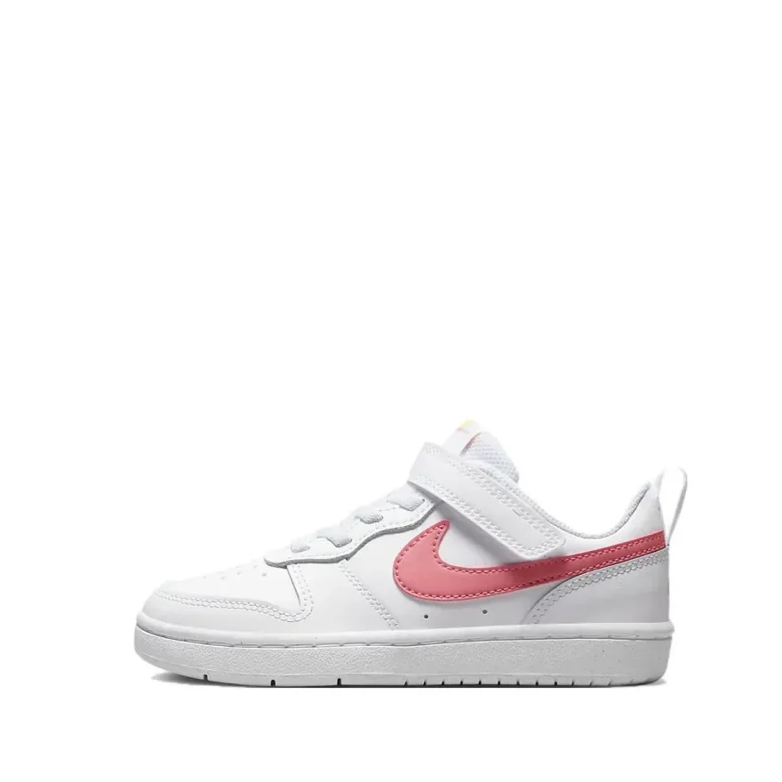 Nike Court Borough Low 2 PS Anti Kick Anti Slip Wear Resistant Low Top Kids Board Shoes White Pink Medium Small Kids