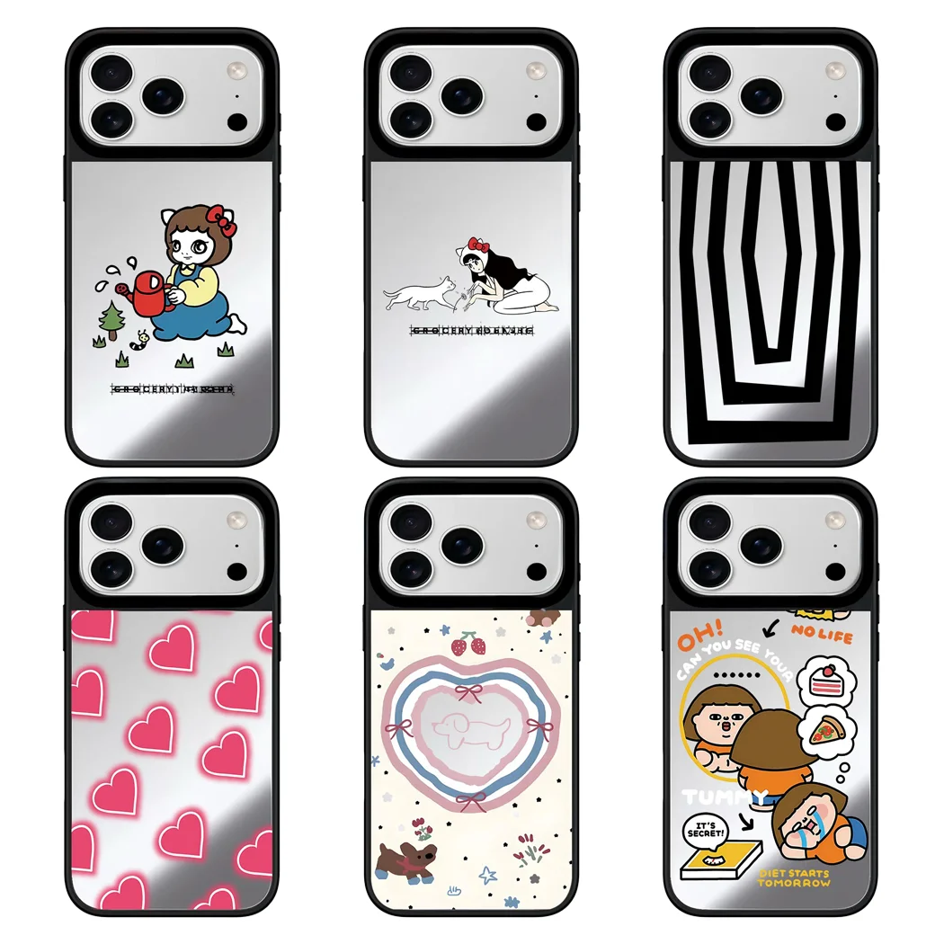 

Cat Girl Mirror Surface Magnetic Phone Case Cover for IPhone 12 13 14 15 16 17 Pro Max Case for IPhone 17 Air