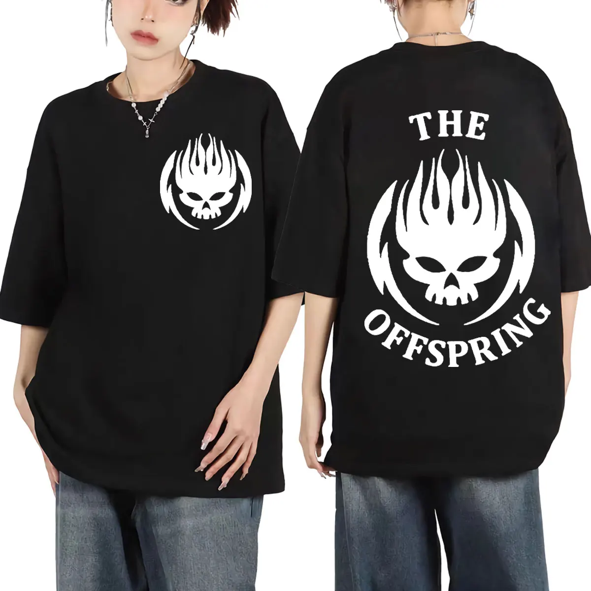 Punk Rock Band The Offspring Logo Print T-shirt Men's Women's Fashion Casual Short Sleeve T-shirts 100% Cotton Oversized T Shirt