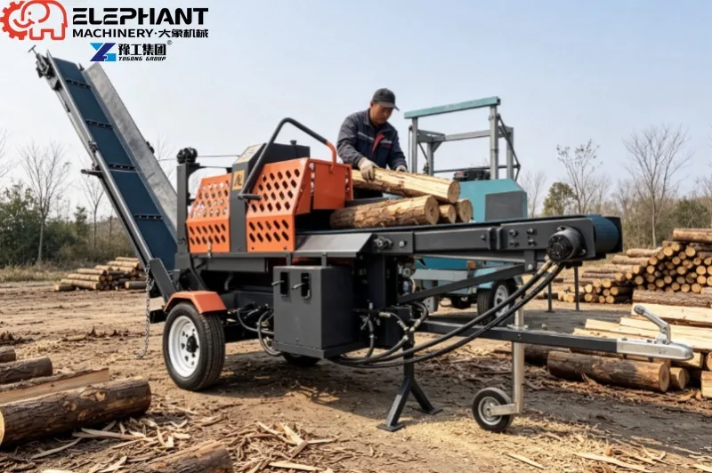 Large Log Splitter Wood Crushers Multi‑Function Wood Processor For Farm Forestry Log Firewood Processing