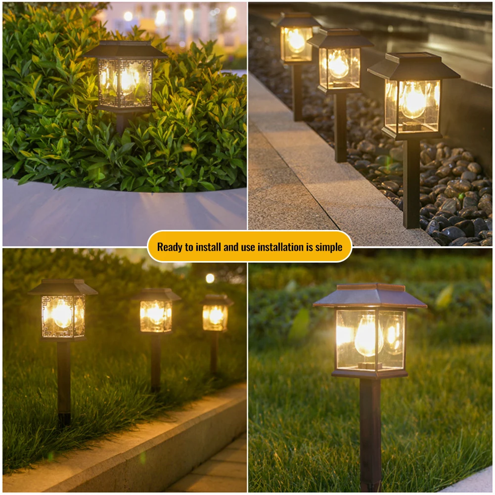 

C2 Solar Ground Lights Outdoor Waterproof LED Solar Path Lights Filament Lamp Courtyard Garden Villa Night Lighting Landscape