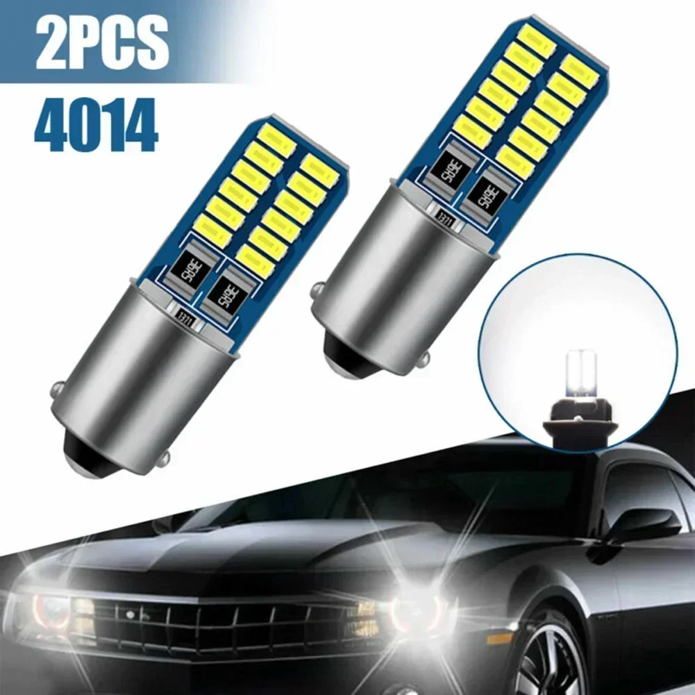 2PCS BA9S T4W H6W LED Bulbs Canbus 4014 24 No Error Interior Reading Lights Car Parking Light License Plate Bulbs White 12V