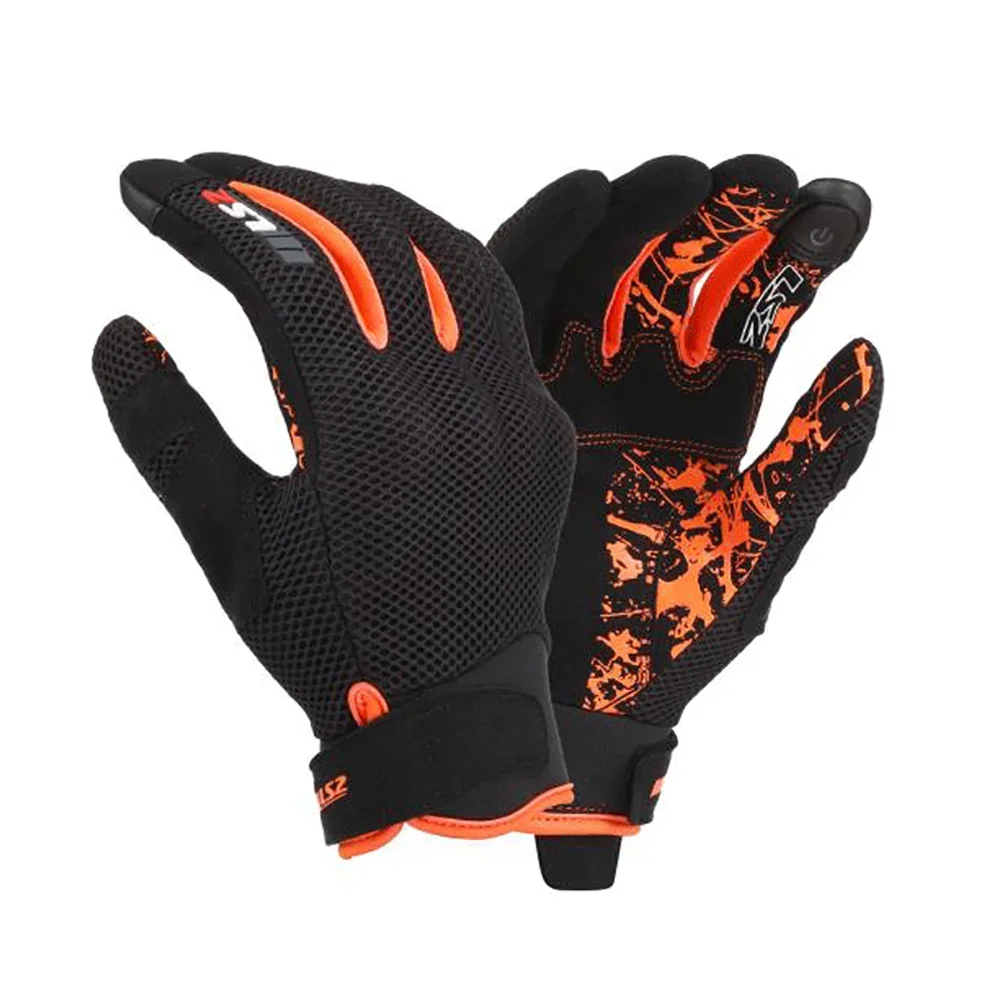 LS2 Original Motorcycle Gloves Summer Mesh Breathable Touch Screen Full Finger Motocross Riding Gloves Motorcycle Accessories