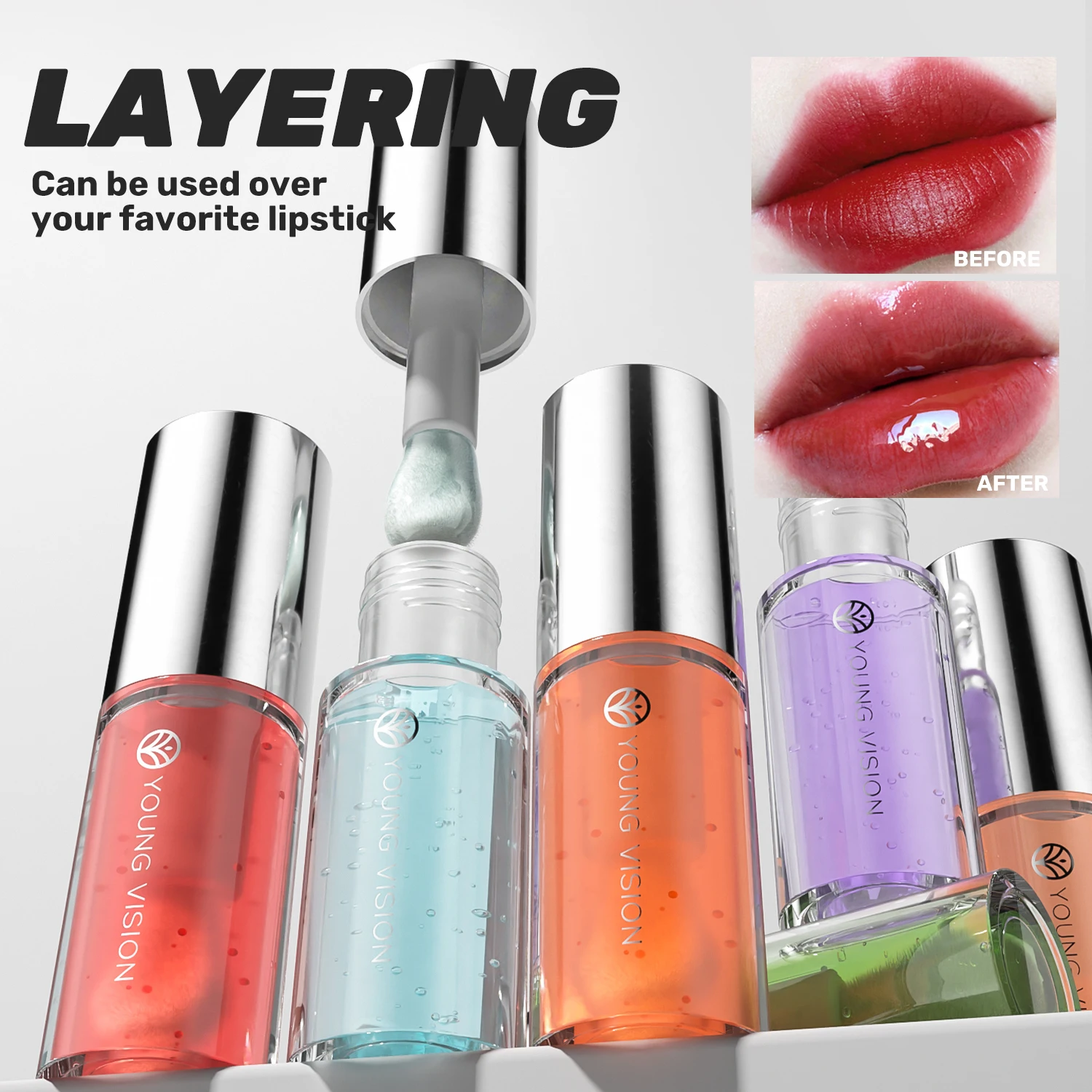 Lucidalabbra che cambia colore a lunga durata idratante a 6 colori con profumo fruttato e funzione che cambia colore sensibile alla temperatura