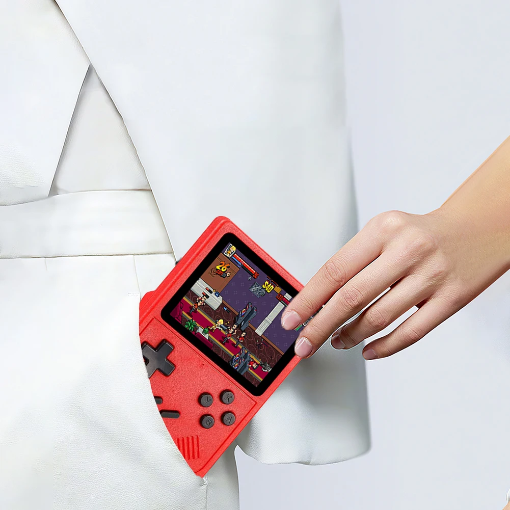 GB300 مشغل ألعاب فيديو كلاسيكي مدمج بشاشة 8G 3.0 بوصة آلة ألعاب فيديو صغيرة 6000+ ألعاب مخرج AV 800 مللي أمبير في الساعة للأطفال والكبار