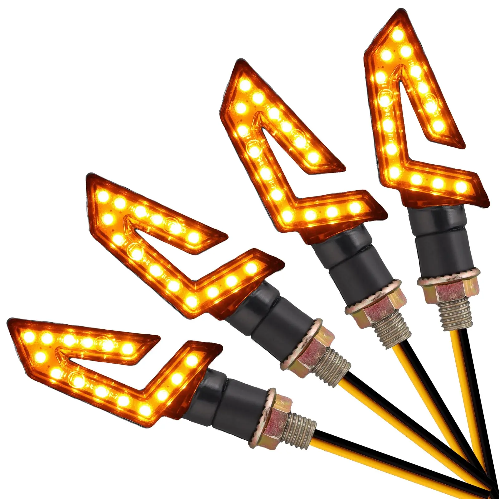 4 Pcs Universal Motorcycle Turn Signal LED Lights Signals Brake Light Bulb Waterproof IP65 High Power Bulb Lamp 10W Amber Signal
