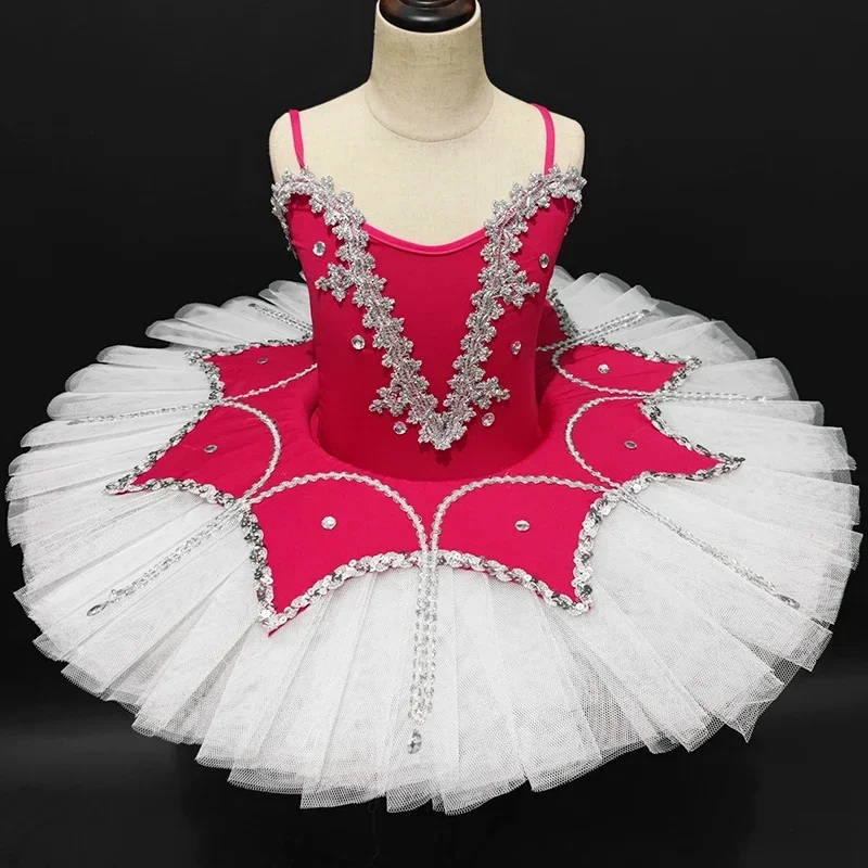大人と子供のためのプロのバレエチュチュ、白鳥の湖のパンケーキチュチュ、古典的な体操レオタード、白いダンス、バレリーナダンス
