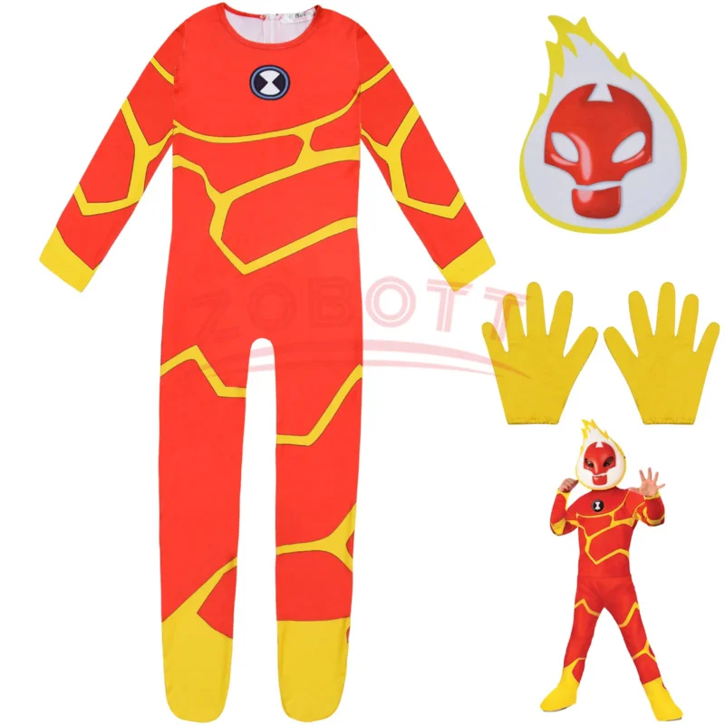 Kids Halloween Costumes for Boys Games Ben costume 10 Fireman Cosplay Bodysuit Carnival Party Clothing Children Jumpsuits