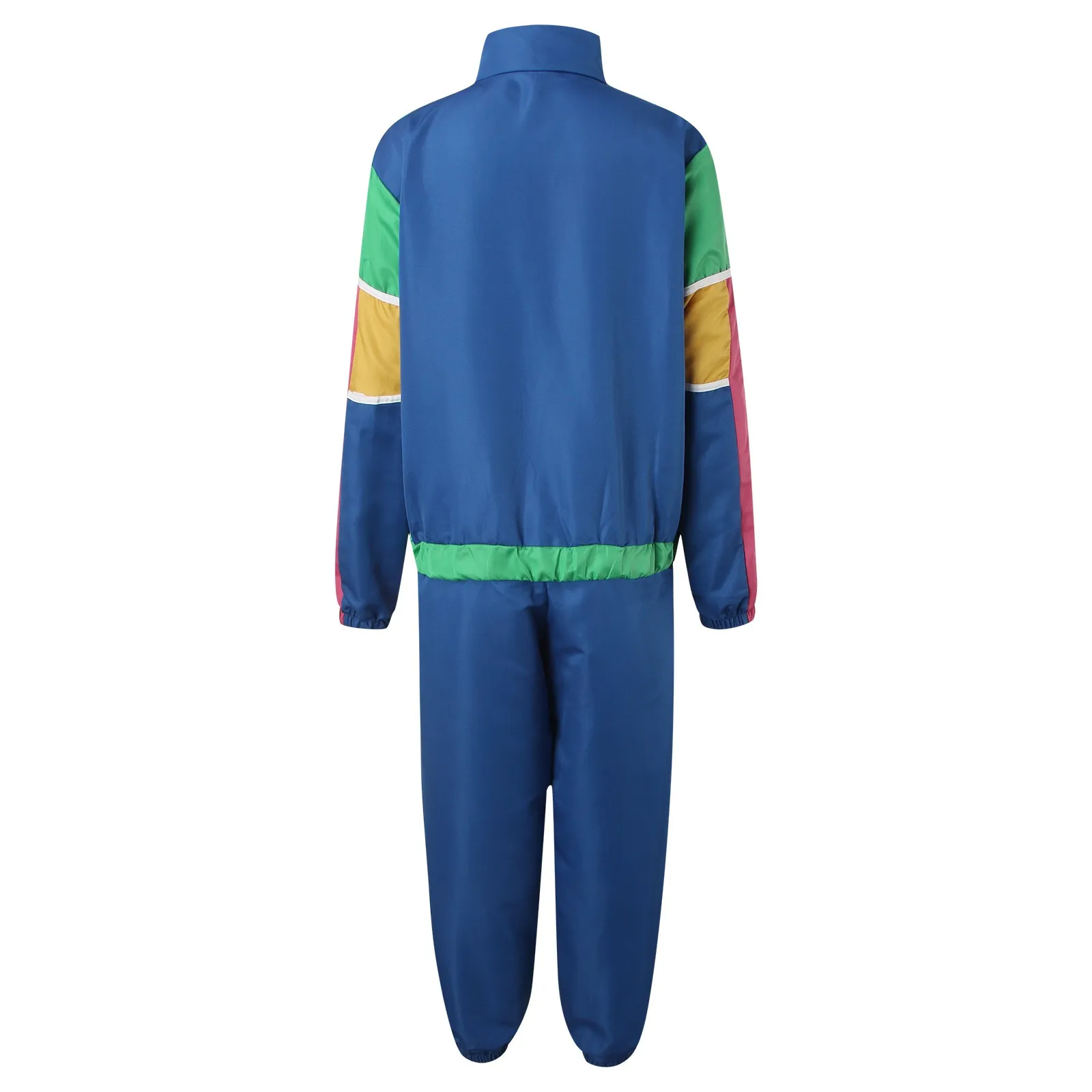 Adult Women And Man 80s Retro Style Hip Hop Windbreaker Disco Tracksuit Two Piece Set Colorblock Long Sleeve Tops And Pants Suit