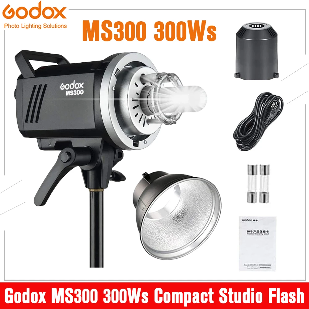 Godox MS300 300W Compact Studio Flash Strobe Light 2.4G Built-in Wireless X System GN58 Monolight with Bowens Mount Flash