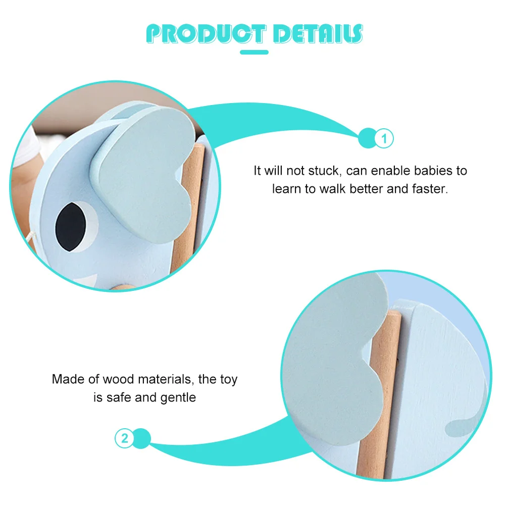 

Elephant Pull-Along Baby Walker Educational Wood Cart Cartoon Animal Plaything for Toddlers Hand-Eye Coordination Development