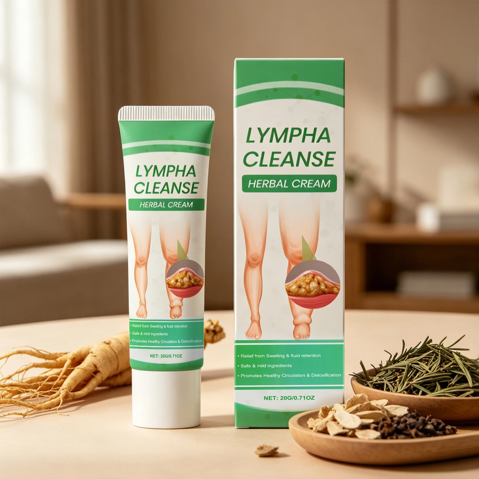 Lymph Cream Herbal Plant Formula Lymphatic Massage Improve Blood Circulation Help Detox Reduce Swelling Herbal Body Care Cream