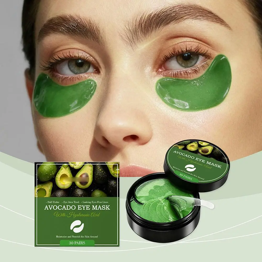 30Pcs Avocado Hyaluronic Acid Eye Patch Deeply Nourish Eye Area Improve Dry Fine Line Eye Mask Refreshing Moisturizing Eye Patch