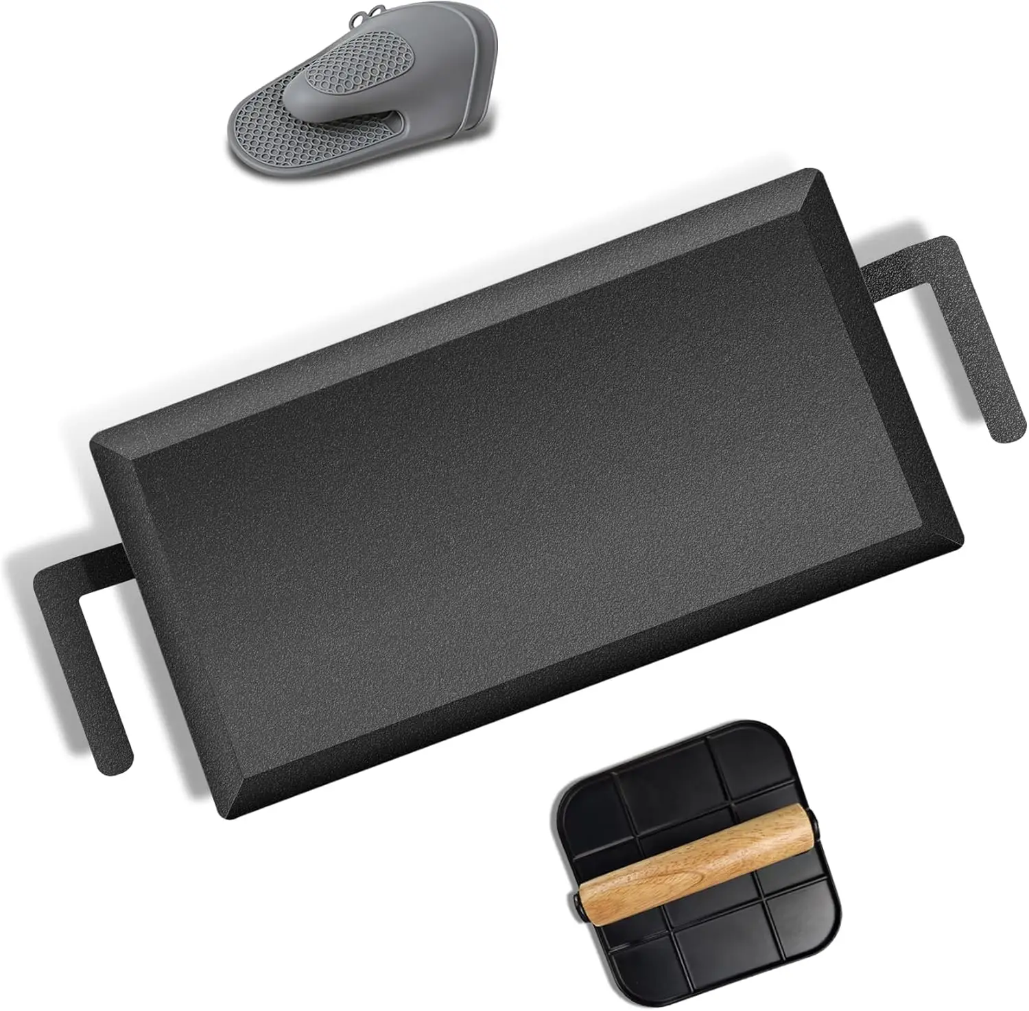 

Carbon Steel Griddle for Gas Grill, Stove & Oven, Large Double Burner with Press