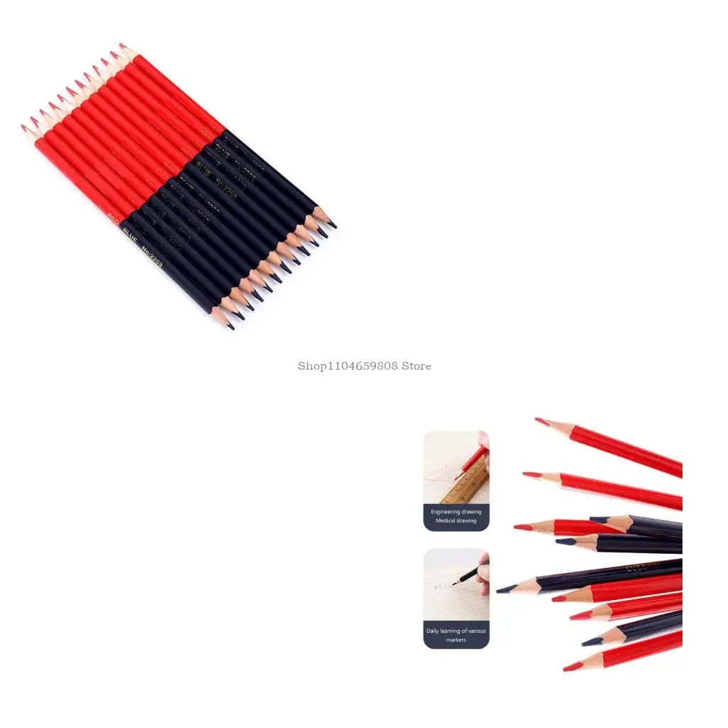 

Pack of 12 Redness & Blue Pencil Checking Pencil Double Ended Colored Erasable Pencil Pre-Sharpened Pencil for Checking