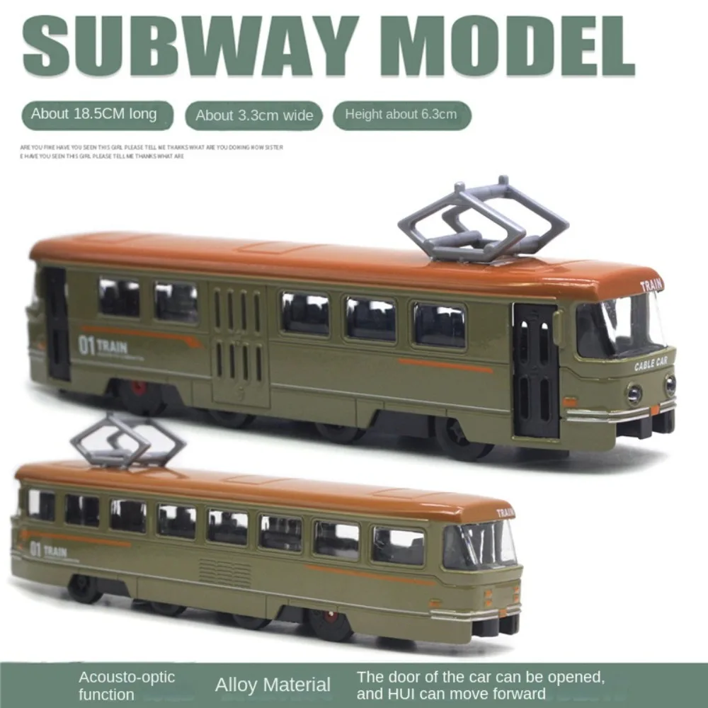 Simulation Rail Tram Light Rail Tram Model Alloy Retro Sound and Light Bus 1:50 Five Color Rail Tram Train Model