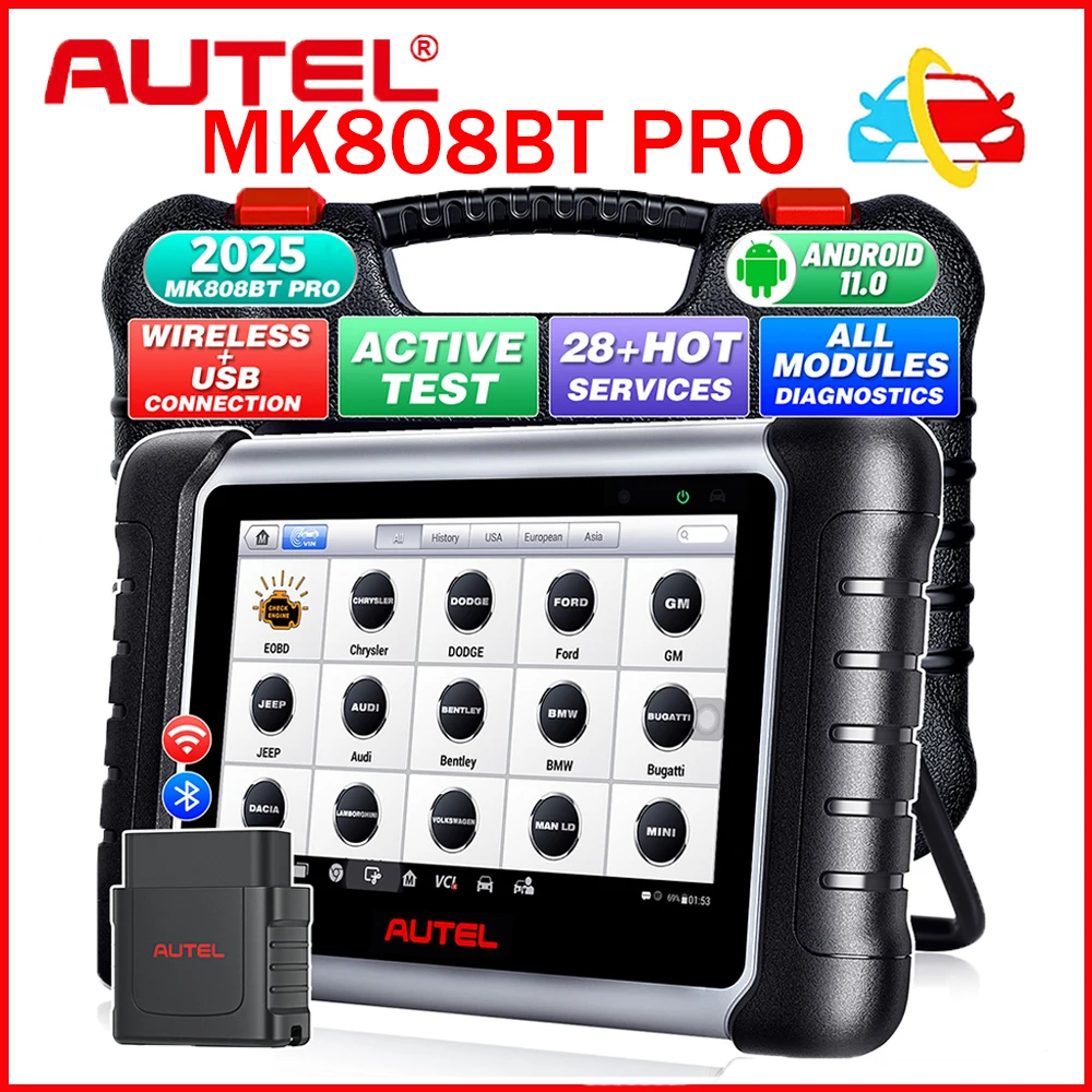 2025 Autel MaxiCOM MK808BT Pro OBD2 Scanner Car Diagnostic Tool Android 11/Auto IMMO/EPB/SAS/BMS/TPMS/DPF Upgraded of MK808S