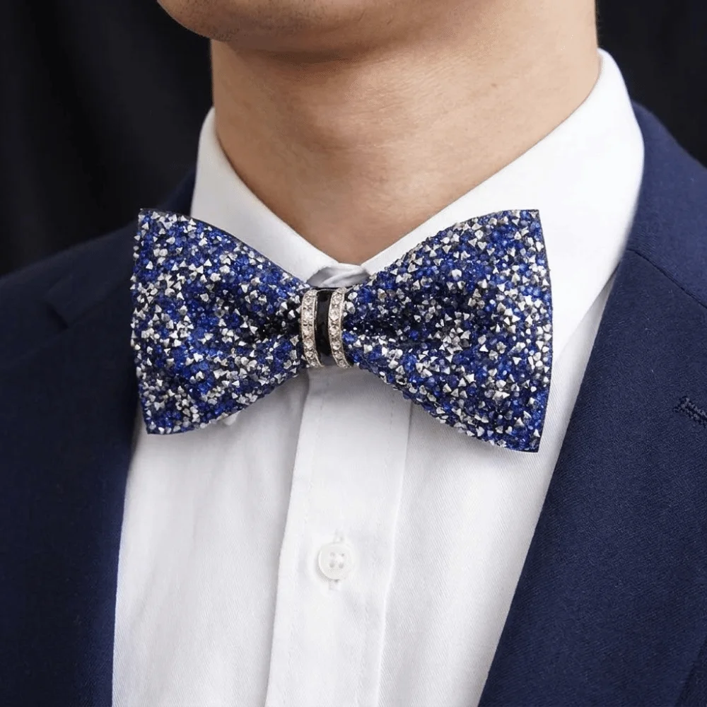 

Solid Color Rhinestone Collar Flower Adjustable Bowtie Gentleman's Bow Tie Collar Cravat Neck Decoration Men's Suit Accessory