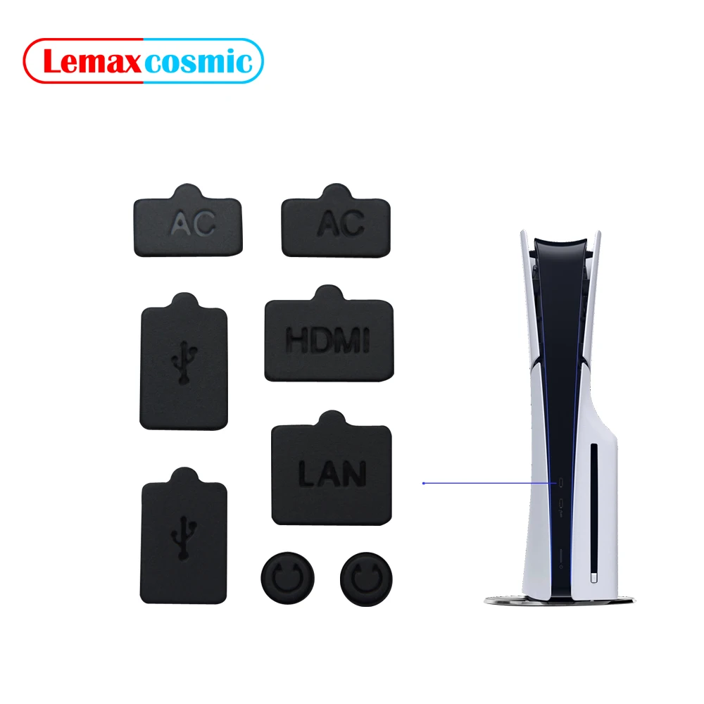 8 Pcs Set Game Console Dust Plug Silicone Protector Anti-dust USB HDM Interface Dustproof Plug For Sony Playstation 5 PS5 Slim
